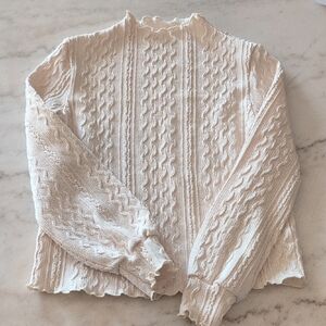 Girls Tween Elegant Cream Cable Knit Sweater